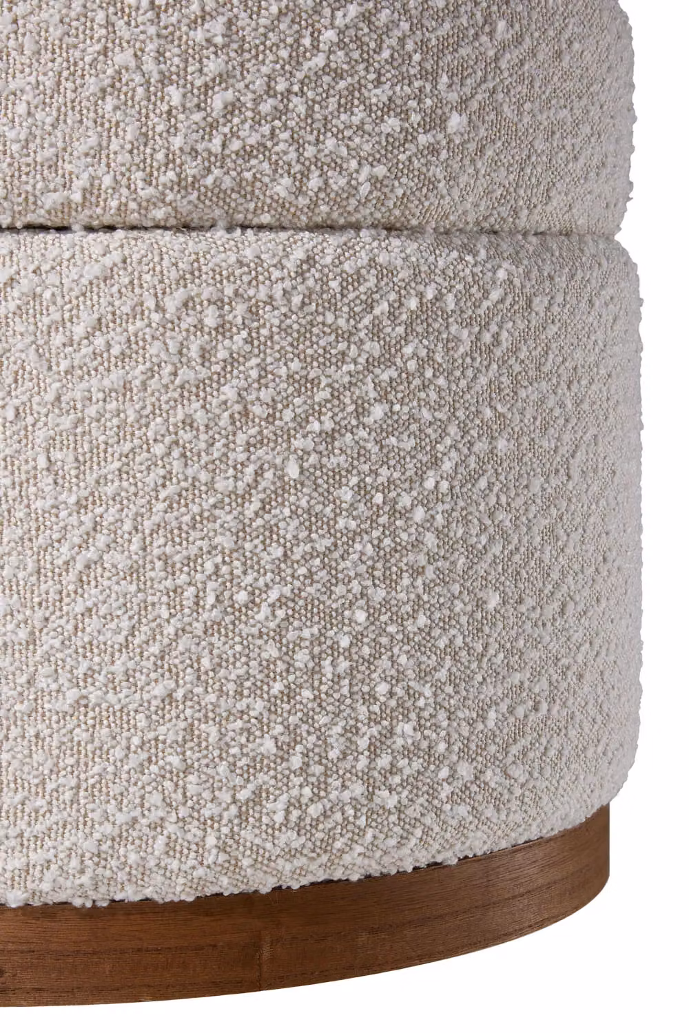 H&O Direct Beige Bouclé Round Storage Ottoman – 3