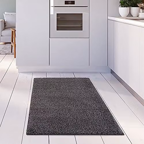 THE RUGS Grey Plain Shaggy High Pile Rug, W/D: 110 x 60 cm – 2