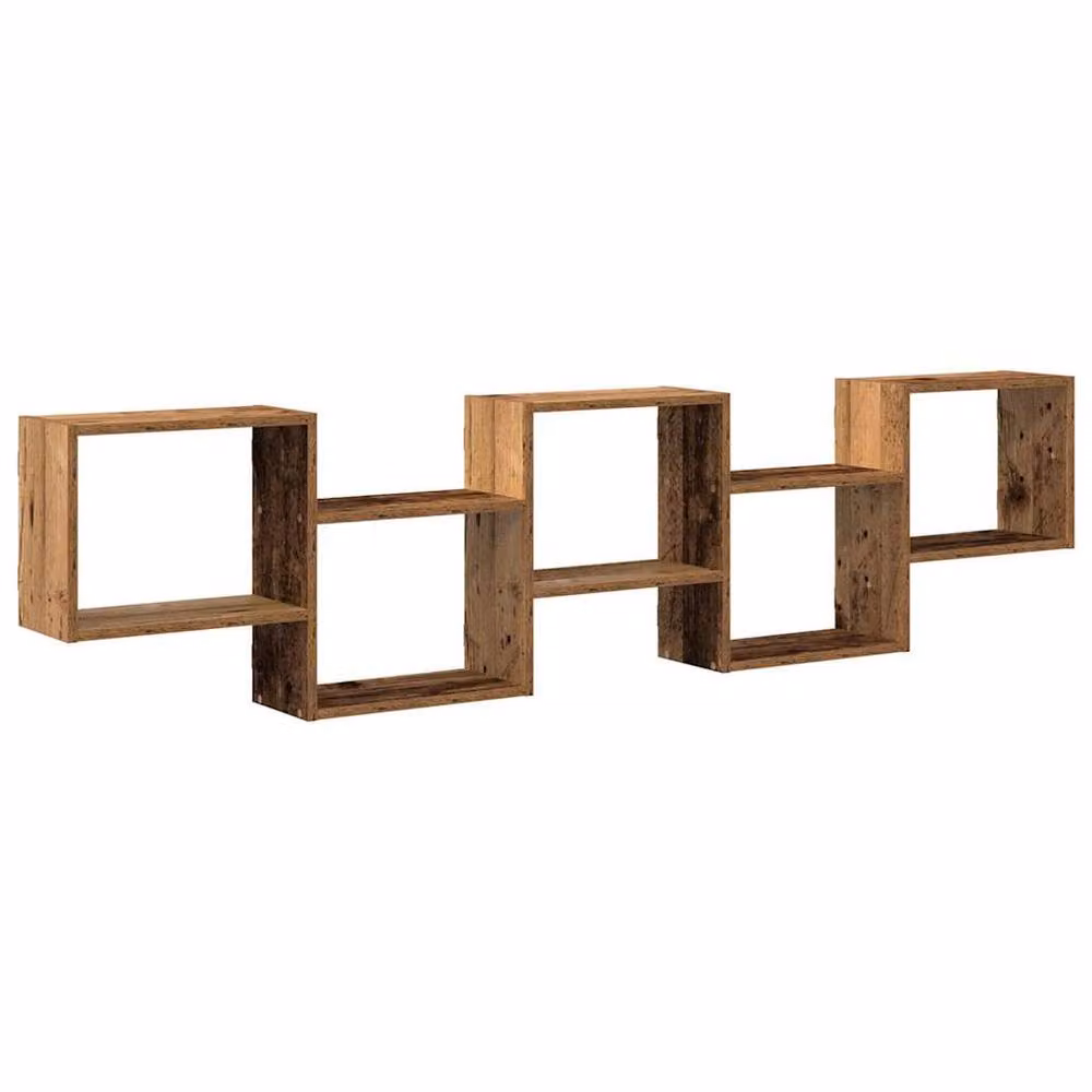 Berkfield Home Wall Mounted 5 Compartment Cube Shelf in Brown Old Wood Engineered Wood – 2