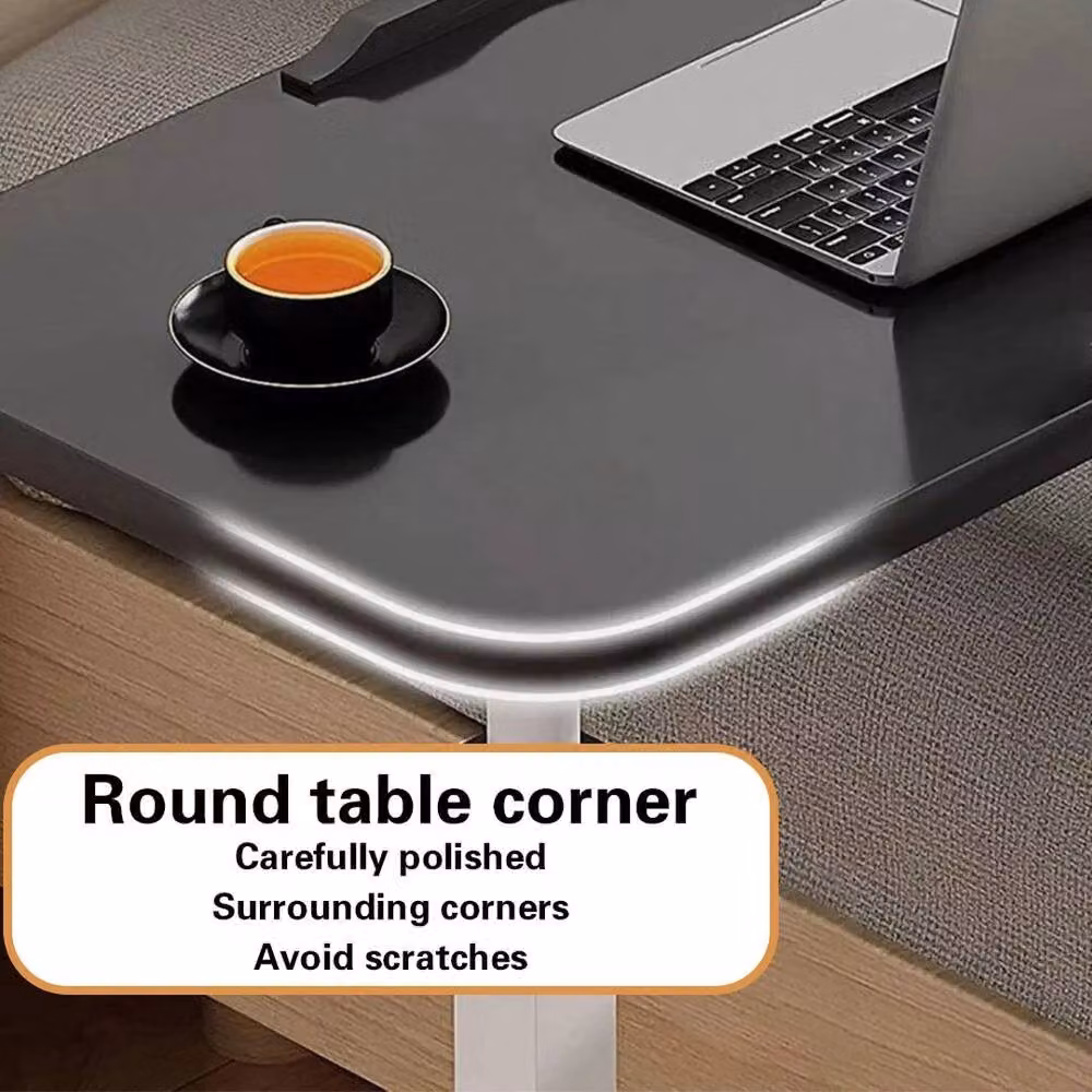 EONLION Black Height Adjustable Mobile Overbed Table with Castors – 2