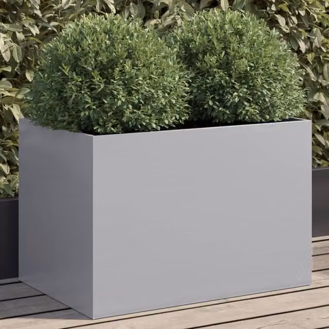 Berkfield Home Silver Galvanised Steel Planter Tub W: 62 cm, D: 40 cm, H: 39 cm