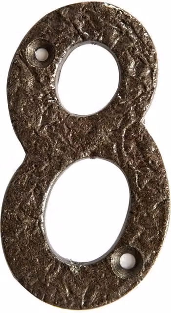 Hammer and Tongs Rustic Iron Number 8 Wall Numeral in Grey, H: 80 mm – 1