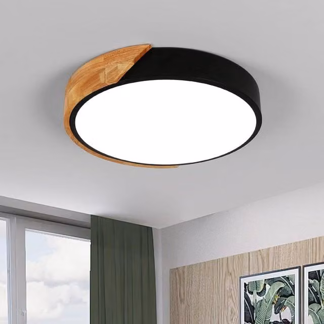Goeco Modern Round LED Ceiling Light, 24W, 6500K, Diameter: 30 cm, Black