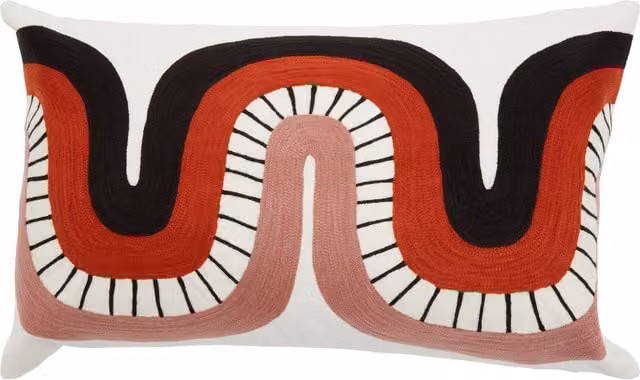 Orsina Bosie Ozella Curve Pattern Rectangular Cushion in Multicolour Cotton and Acrylic