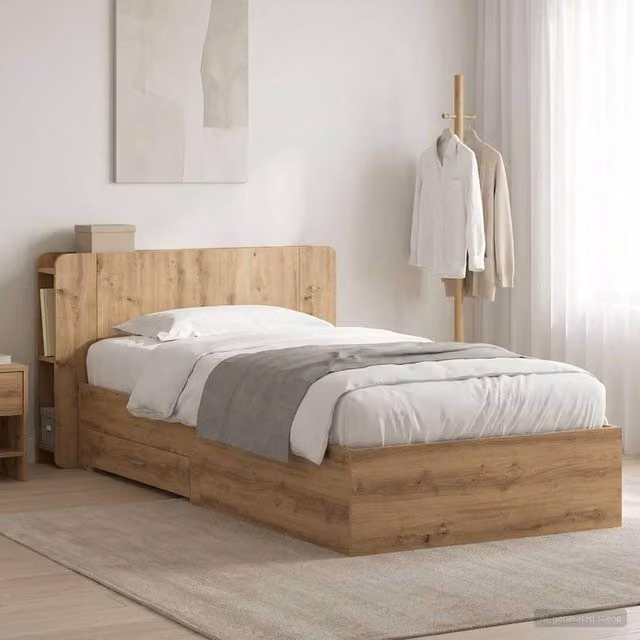 Berkfield Home Artisan Oak Bed Frame with Storage Drawers, Brown, W: 80 cm, L: 200 cm