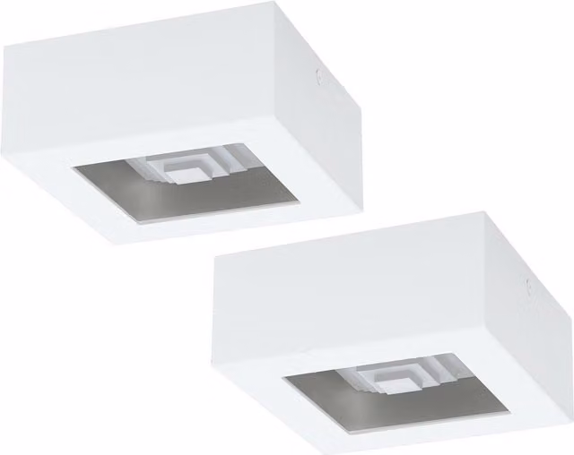 Loops 2 Pack Modern White Square LED Wall and Ceiling Light, W/D/H: 14 x 14 x 14 cm, 6.3W