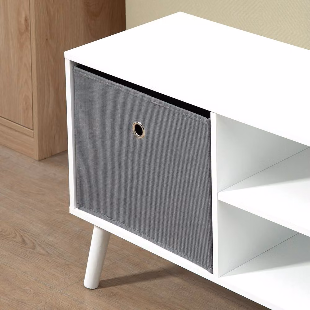 STILVORA White Wood TV Stand with Drawers and Shelves – 7