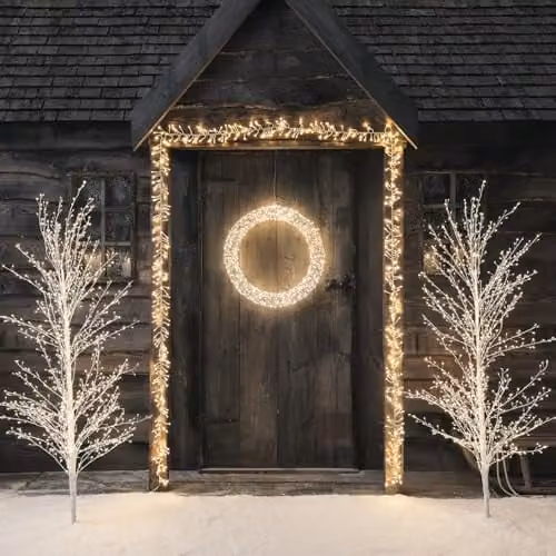 Lights4fun Christmas Wire Wrapped LED Wreath Light in Silver and Warm White, Diameter: 58 cm – 2