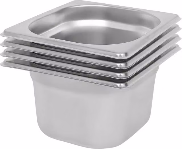 Argon Tableware Stainless Steel Gastronorm Containers, 1.5 l, Silver, Pack of 4 – 2