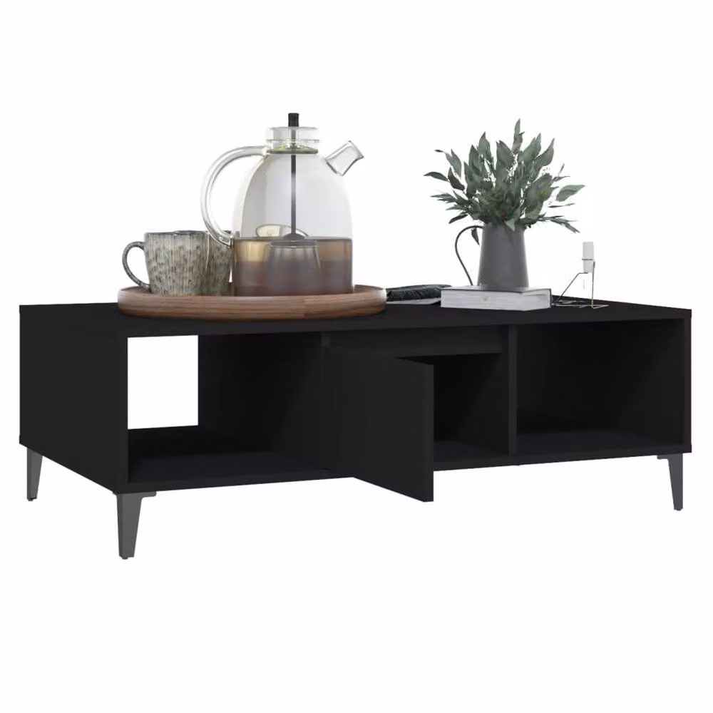 Berkfield Home Black Industrial Coffee Table, W: 103.5 cm, D: 60 cm, H: 35 cm – 3