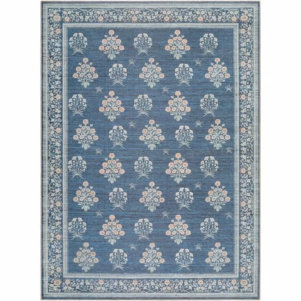 Livabliss Thistle Modern Floral Washable Living and Dining Room Rug in Beige, Green, Pink and Blue, W: 200 cm, D: 275 cm – 2