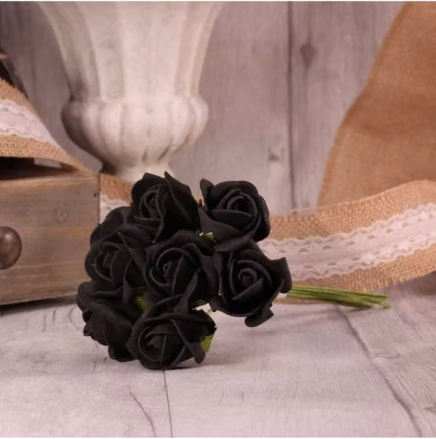 KDMD Black Foam Tea Rose Buds, 5 Pack of 8 Floral Rose Buds for Weddings – 1