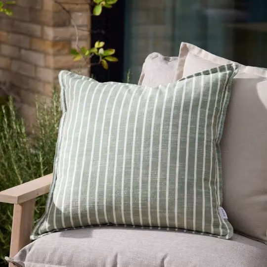 Yard Hessle Stripe Outdoor Filled Cushion, Eucalyptus Green, 45 x 45 cm