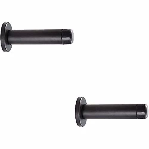 Loops 2 Pack Rubber Tipped Cylinder Doorstop with Rose, Wall Mounted, Matt Black