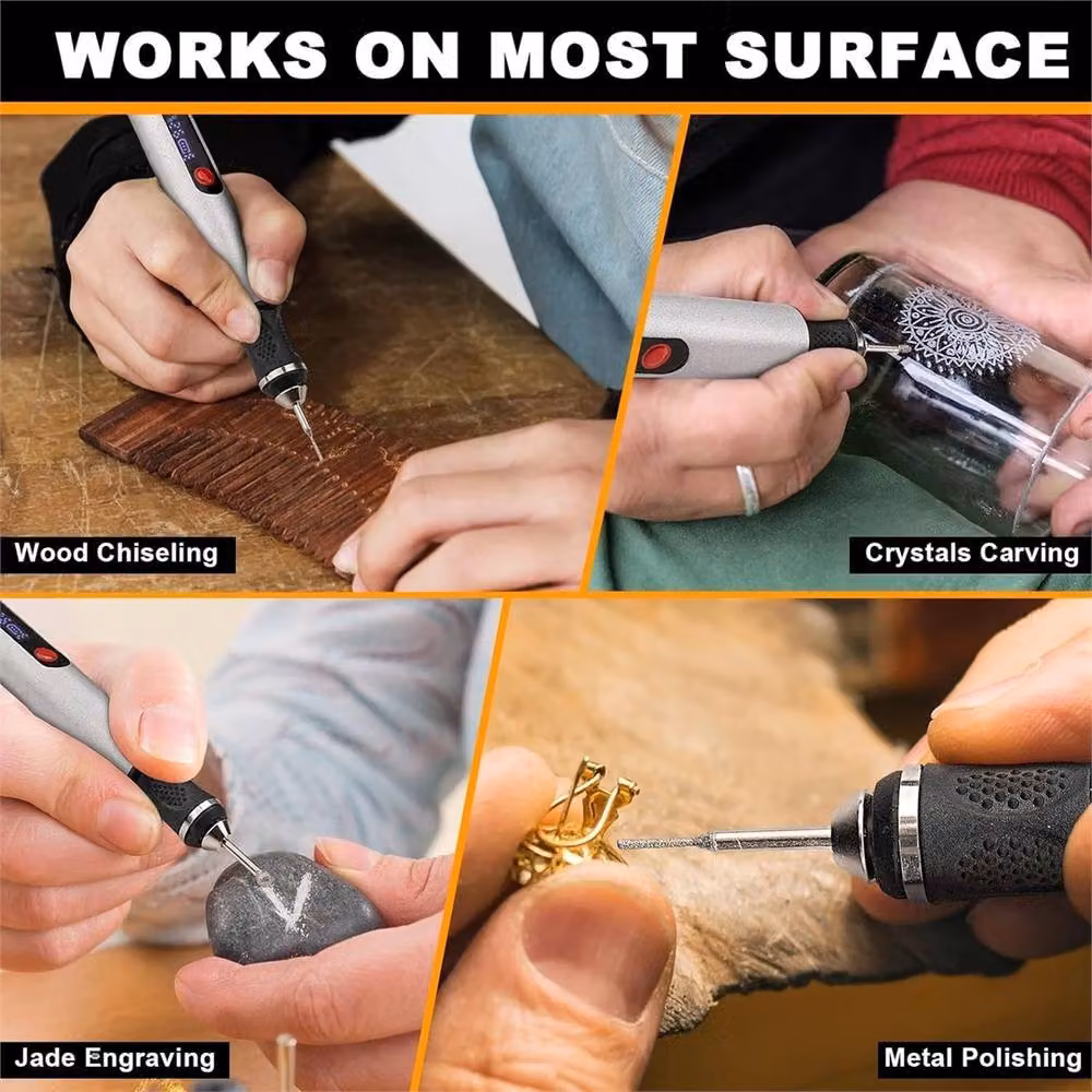 Nordara Cordless Electric Engraving Pen with 31 Bit Mini DIY Tool Set in Silver – 4