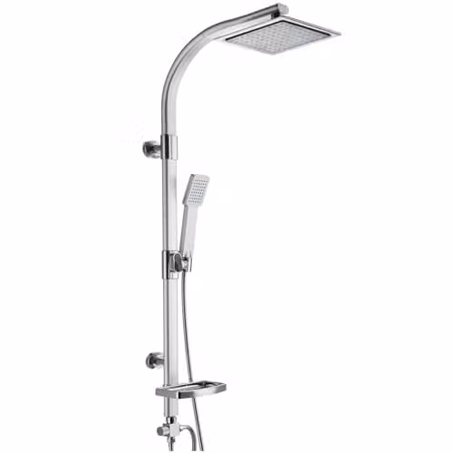 tectake Aluminium Rain Shower System with Handheld Shower and Soap Dish in Chrome Finish