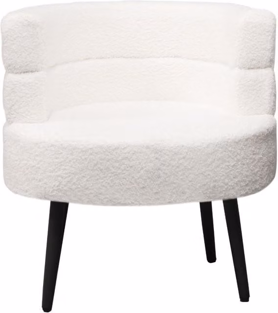 Alivio Modern White Bouclé and Sherpa Fabric Tub Sofa Chair with Armrests