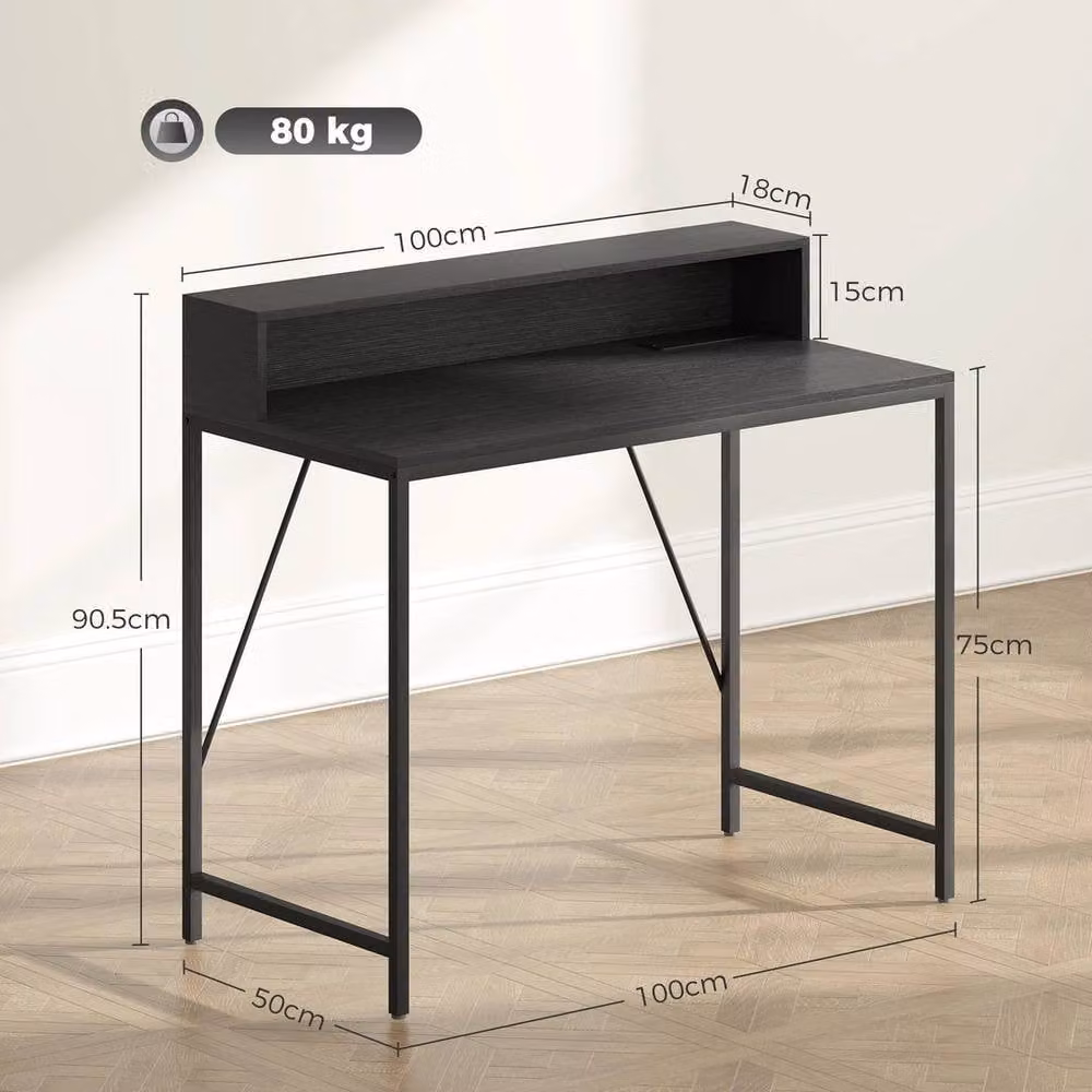 FORGEVIO Black Gaming Desk with LED Lights and Power Outlets, W/D/H: 120 x 60 x 75 cm – 2