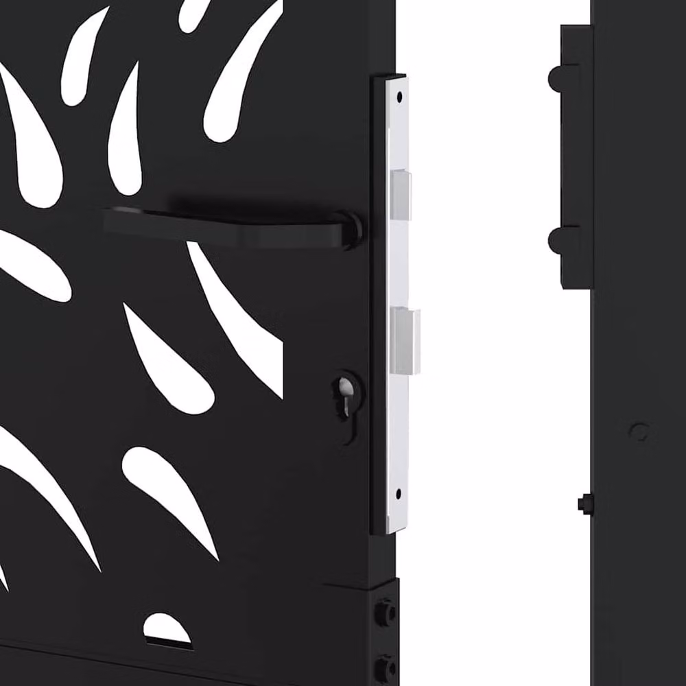 Berkfield Home Black Steel Garden Gate with Flame Design, W: 105 cm, H: 205 cm – 5