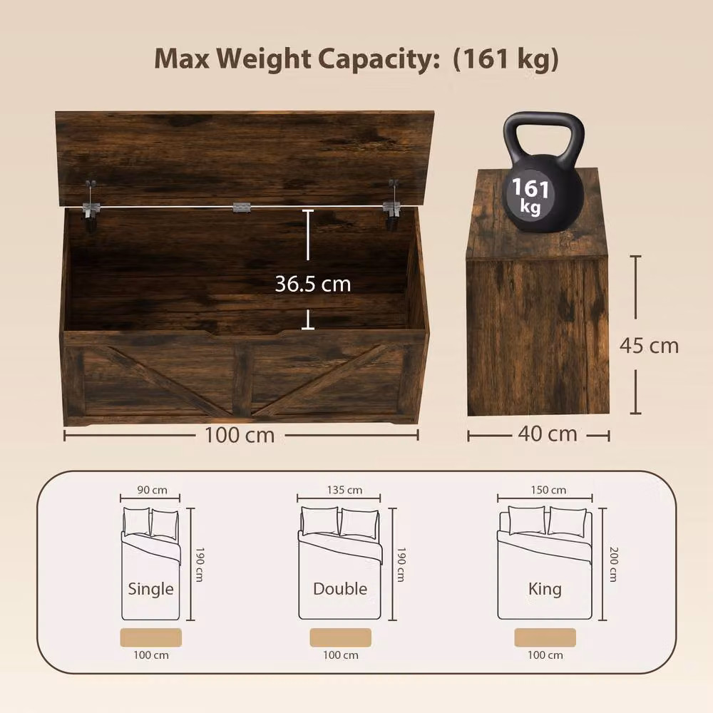 STILVORA Rustic Brown Storage Box with Soft Close Lid – 3
