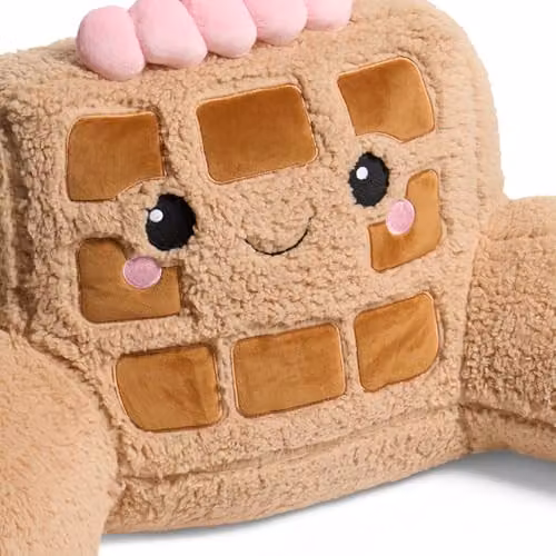 OHS Waffle Cuddle Cushion for Adults in Pink and Brown, Soft Teddy Fleece Reading Pillow, W/D/H: 85 x 46 x 49 cm – 3