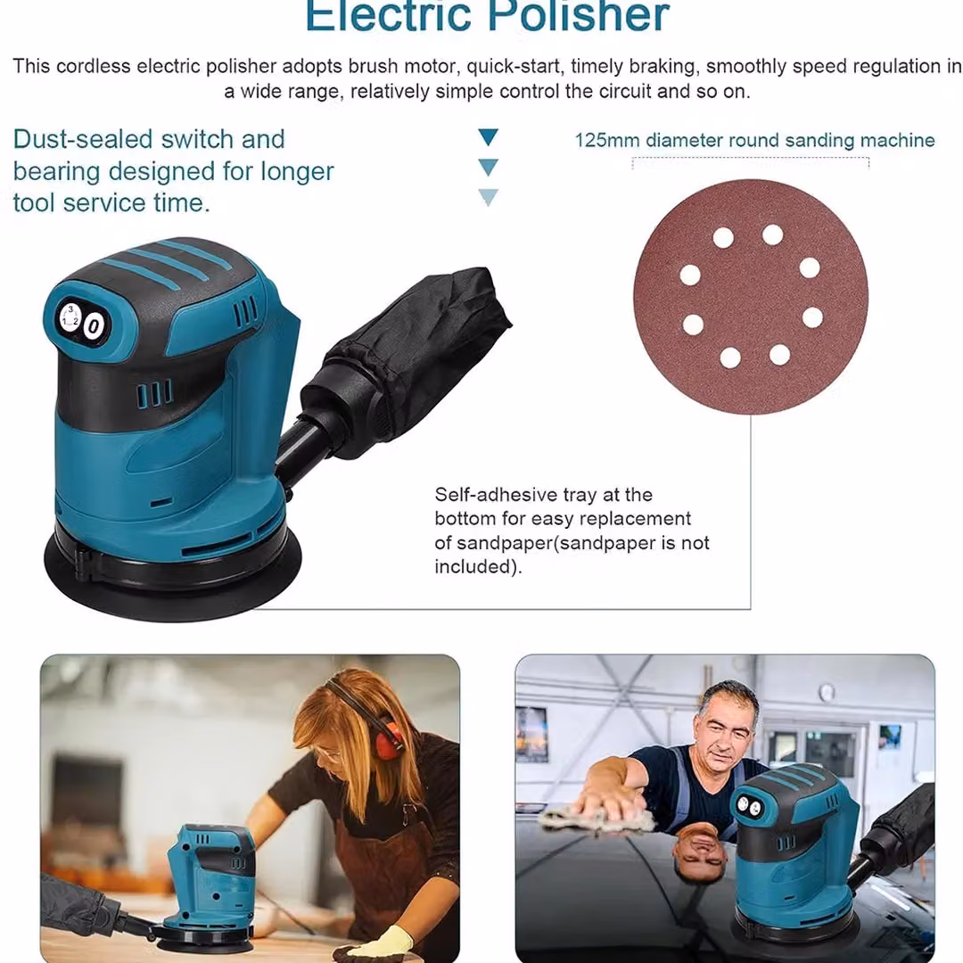 SPETLEK 18V Cordless Random Orbital Sander for Makita LXT, Blue and Black – 3