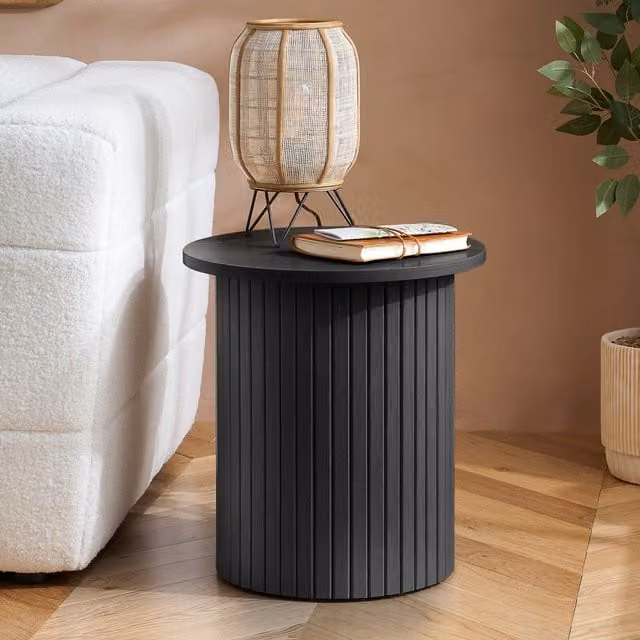 Birlea Axel Fluted Side Table in Black