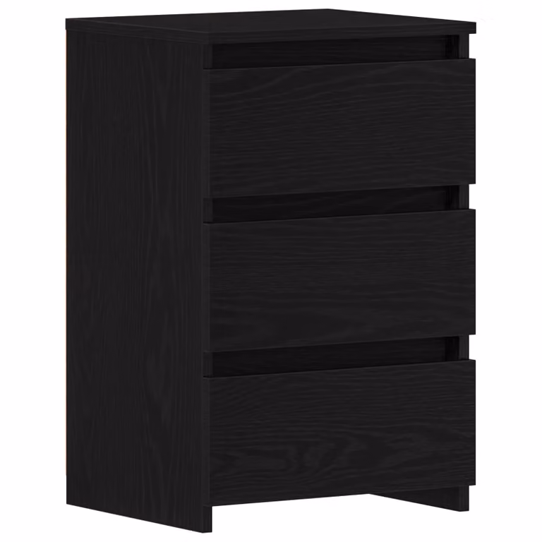 Berkfield Home Set of 2 Black Oak Nightstands, W/D/H: 40 x 35 x 62.5 cm