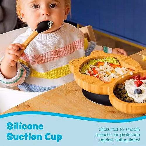 Tiny Dining Penguin Bamboo Baby Suction Plate in Black – 3