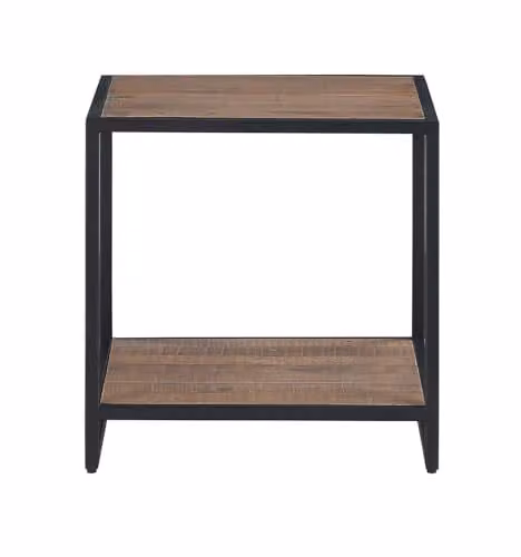 baumhaus Ooki Lamp and Side Table in Wood and White with Glass Cylinder