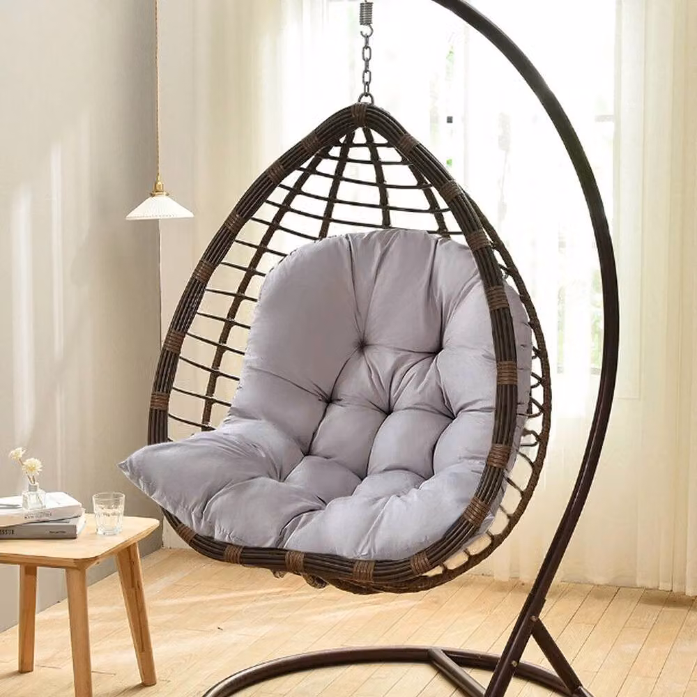 FORGEVIO Ergonomic Oval Egg Chair Cushion Seat Pad for Hanging Garden Chairs in Grey, W: 100 cm x L: 190 cm – 4