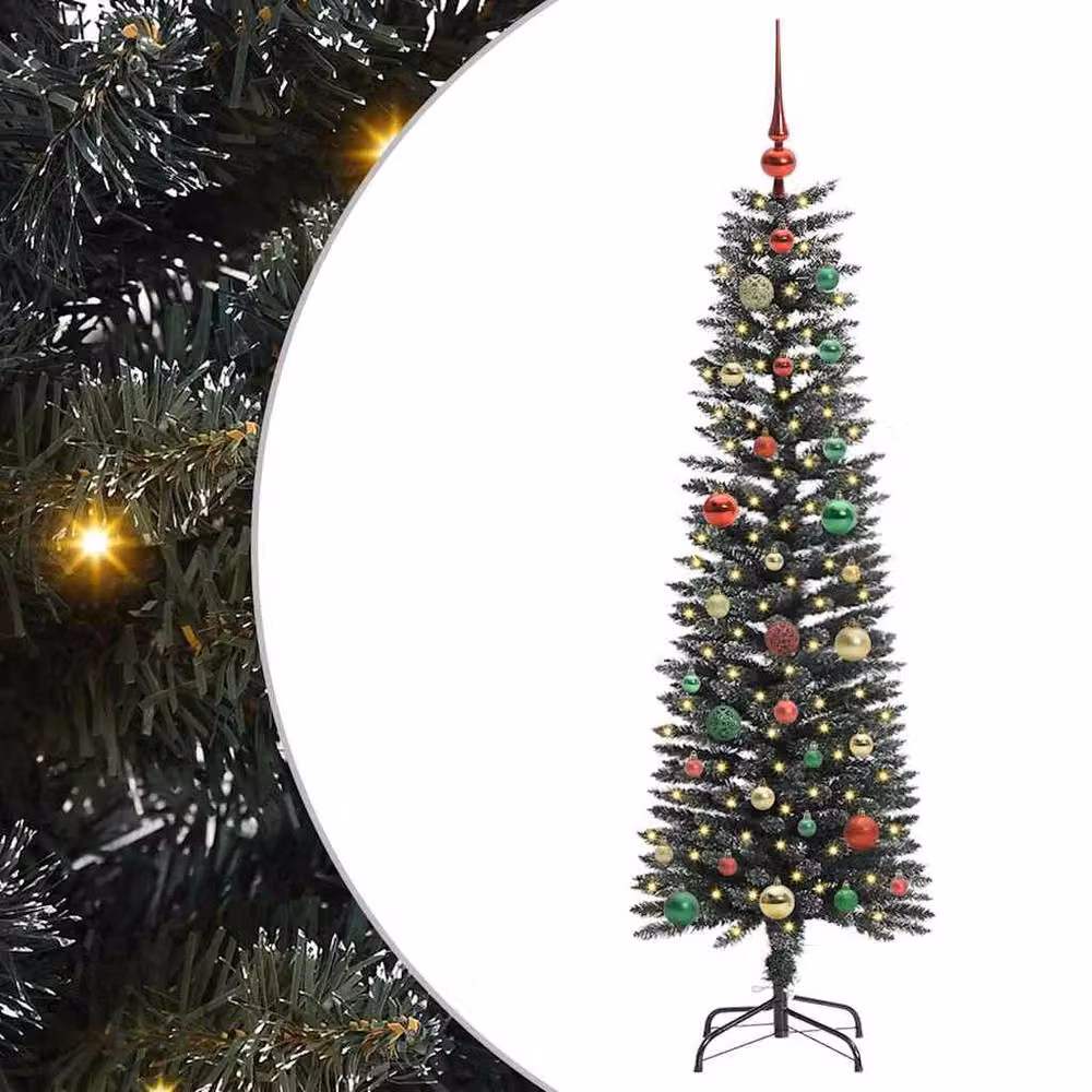 Berkfield Home Elegant Artificial Christmas Tree with 150 LEDs, Green, H x W x D: 150 x 43 x 43 cm – 3