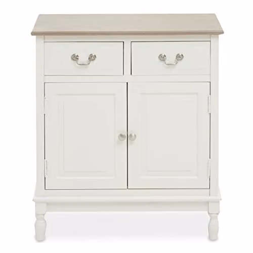 Premier Housewares Heritage 2 Drawer Sideboard Storage Cabinet in White, W: 66 cm, D: 35 cm, H: 75 cm – 1
