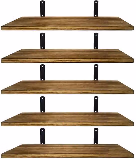 FLAVORA 5-Piece Rustic Brown Wall Mounted Floating Shelves