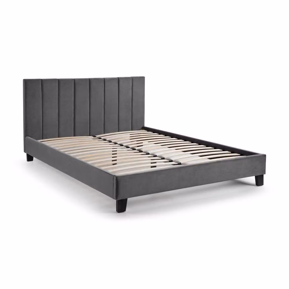 Cheshire Modern Upholstered Velvet Bed in Pebble Grey, King Size (W: 150 cm, L: 200 cm) – 2