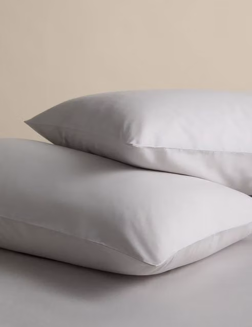 M&S 2 Pack Pure Cotton 180 Thread Count Pillowcases in Dove Grey
