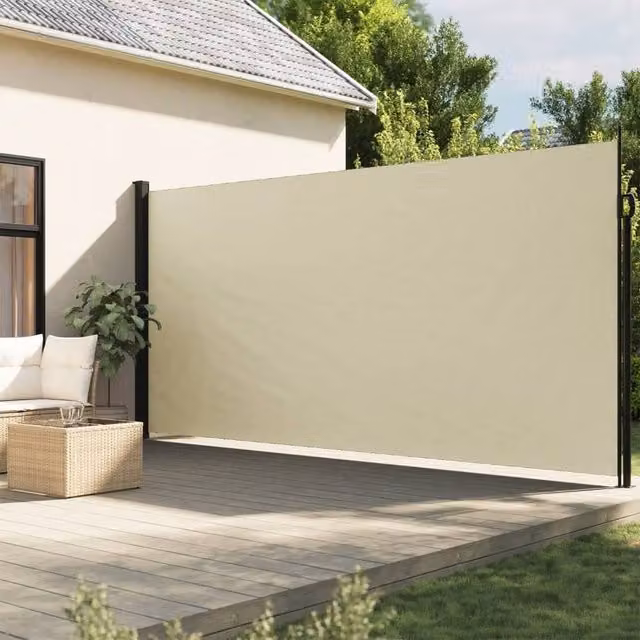 Berkfield Home Retractable Side Awning in Beige Polyester, W/H: 600 x 220 cm – 1