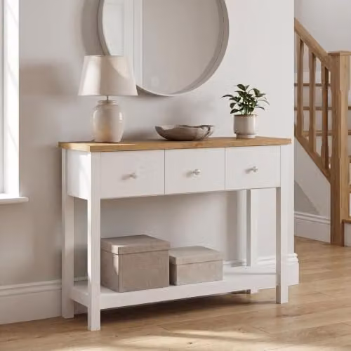 Vida Designs Arlington 3 Drawer Console Table in White – 2