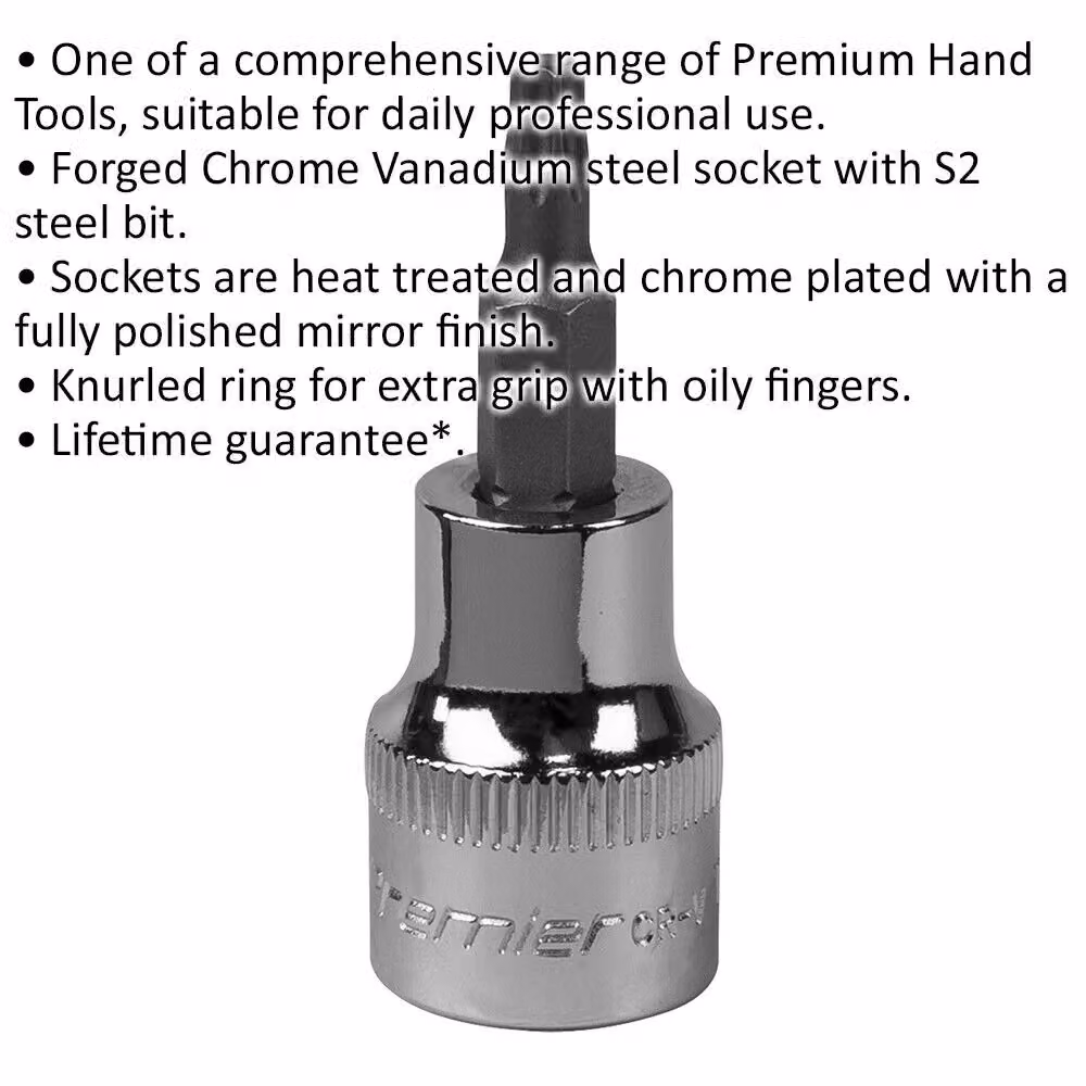 Loops T20 TRX Star Socket Bit with 3/8 inch Square Drive and S2 Steel Head in Silver – 2