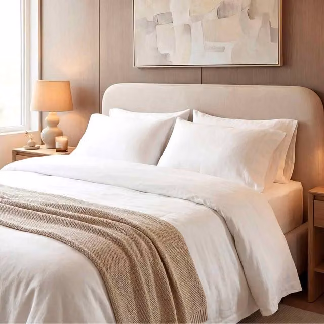 Bedable Super King 100% Cotton Percale Bedding Bundle in White, including Duvet Cover, Fitted Sheet, Duvet, 4 Pillowcases and 4 Pillows