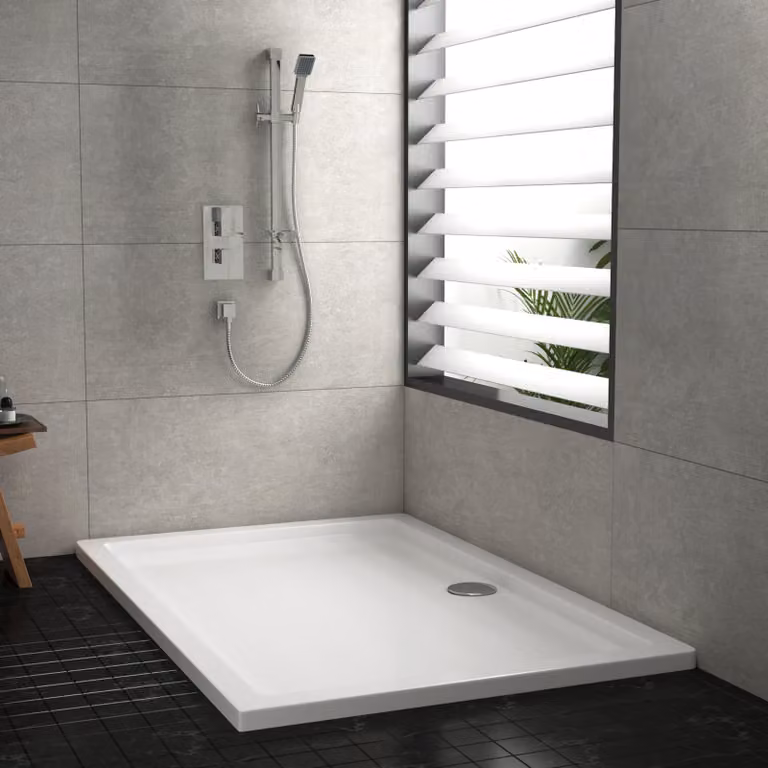 Hudson Reed Rectangular Pearlstone Acrylic Shower Tray, White, W: 1700 cm, D: 90 cm, H: 40 cm