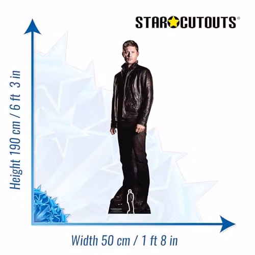 Star Cutouts Ltd SC983 Dean Winchester Hunter Supernatural Life Size Cardboard Cut Out with Mini Table Top, Multi Colour, H 188 x W 46 x D 188 cm – 2
