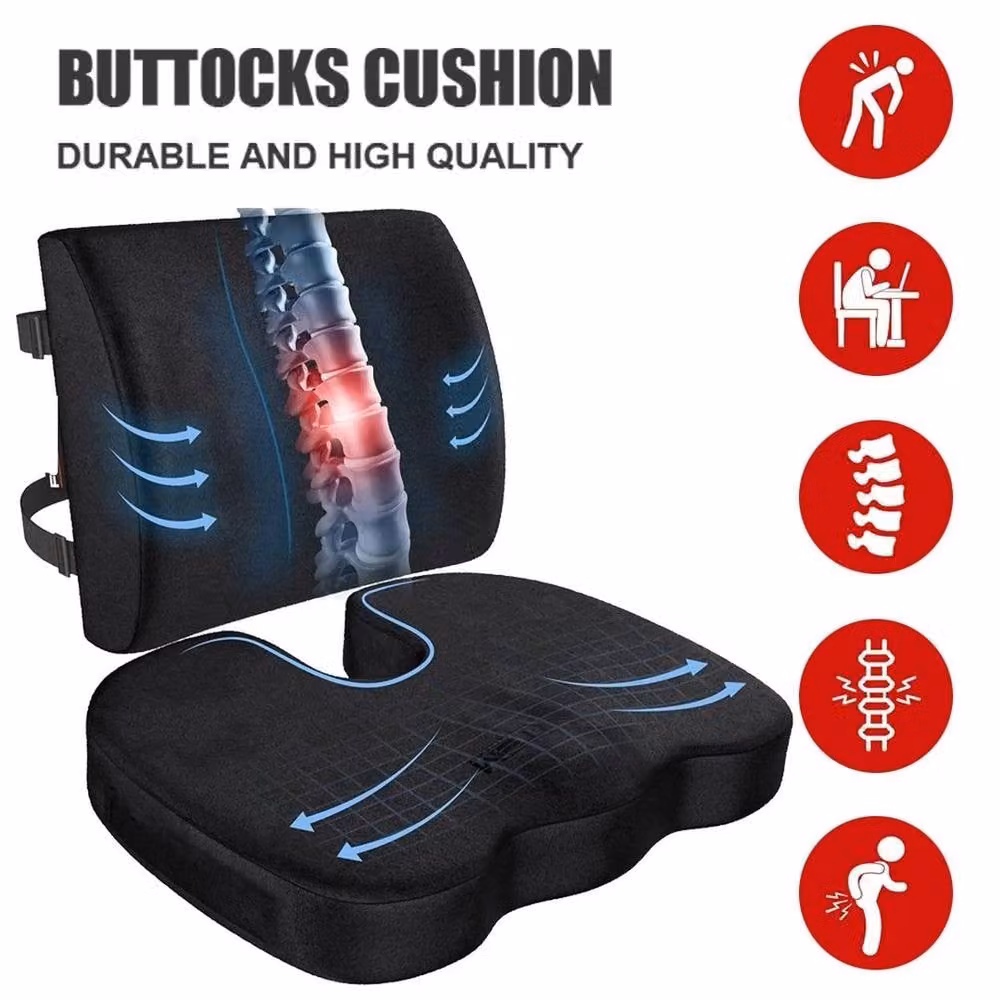 FLAVORA Black Contoured Car Seat and Back Support Cushion, W: 100 cm, L: 190 cm – 3