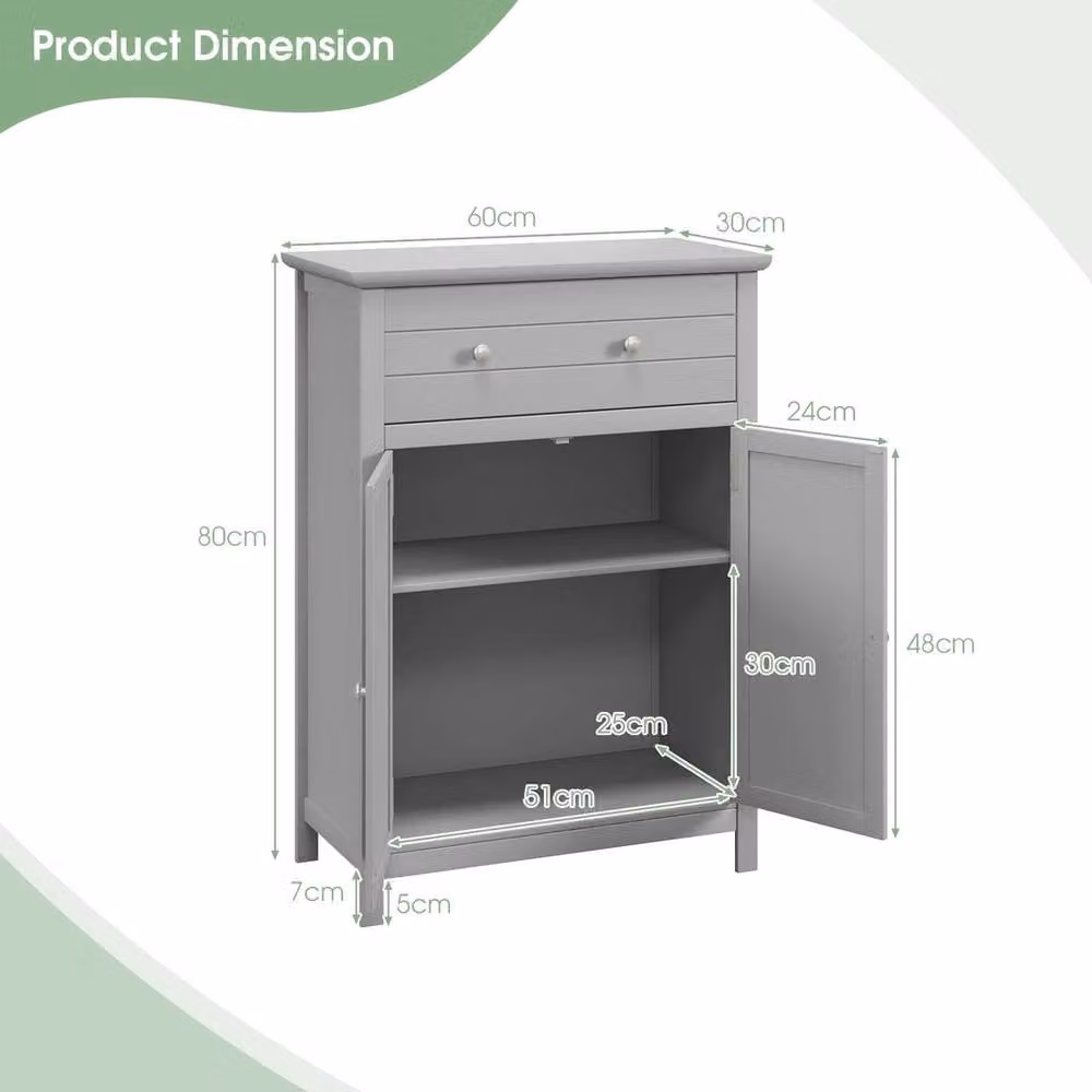 FORGEVIO Free Standing Grey Bathroom Cabinet with Hinged Doors and Drawers – 2