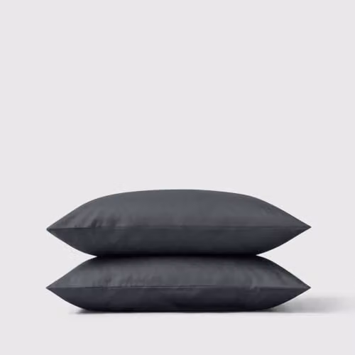 Bedable Pair of Grey 100% Cotton Sateen Pillowcases, 460 Thread Count