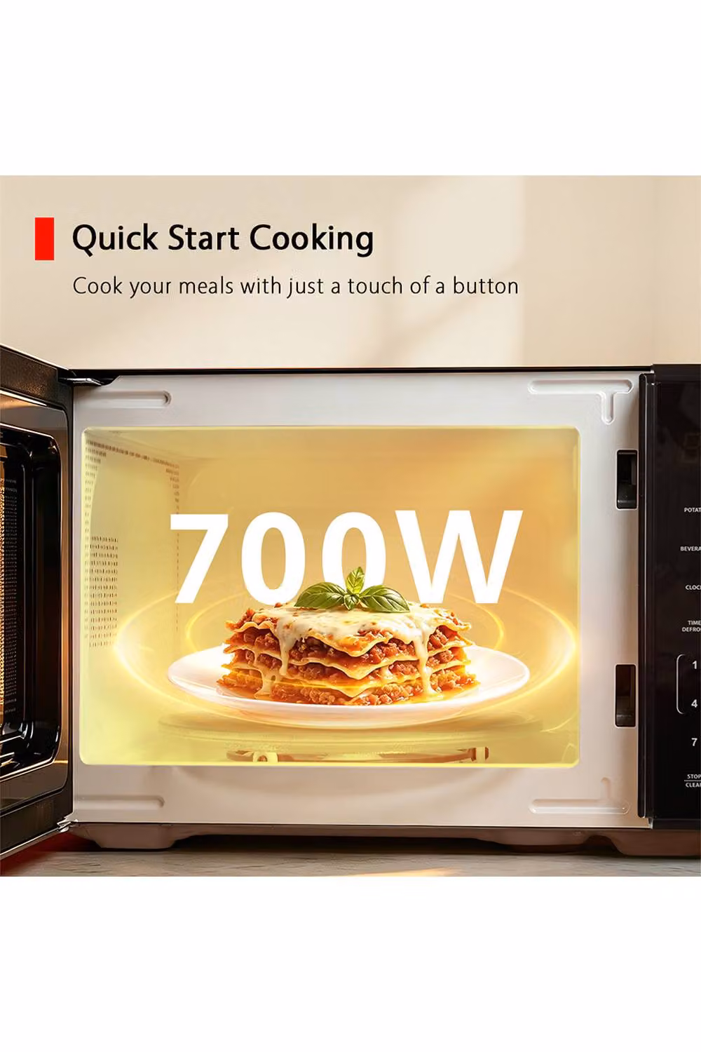 Living and Home 20L Solo Microwave Oven with Touch Control, 700W, Black – 3