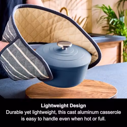 Morphy Richards Blue Cast Aluminium Casserole with Non-Stick Ceramic Coating, 2.3 l – 4