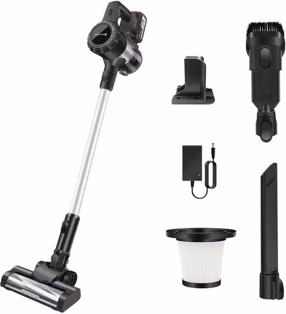 PAWNORA Bagless Vacuum Cleaner Kit with Spare Battery in Black