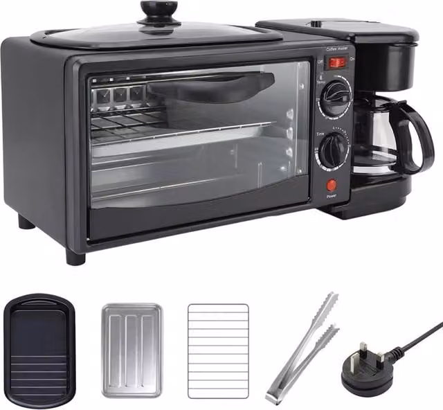 Havendro Portable Breakfast Machine with Non-Stick Griddle and Coffee Maker in Black – 1
