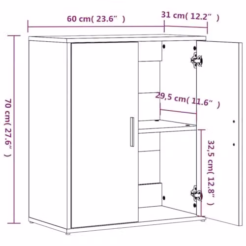 vidaXL Set of 2 Modern Smoked Oak Sideboards in Brown Engineered Wood, W/D/H: 60 x 31 x 70 cm – 3